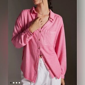 Pilcro by Anthropologie Boyfriend Buttondown Top in Size L
